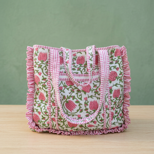 Sac fourre-tout vintage fait main, grande taille, couleur unie, en coton indien lavable, fermeture éclair, sac d'épicerie imprimé, idéal été-printemps - Product Image 2