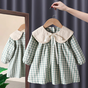 Child Star Circle Girls Plaid Dress Peter Pan Collar Full Sleeve Toddler Princess Spring Autumn Fashion - Product Image 1
