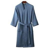 Vente en gros de peignoirs en coton gaufré de haute qualité Vêtements de nuit d'été et de printemps respirants pour hôtels et spas Robe longue logo personnalisé