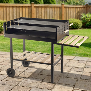 เตาบาร์บีคิวพกพา BestBQ ขนาด 118x56x สูง 92 ซม. ทำจากเหล็ก พร้อมรถเข็น ชั้นวางไม้ธรรมชาติ ใช้เชื้อเพลิงถ่าน สีดำ - Product Image 3