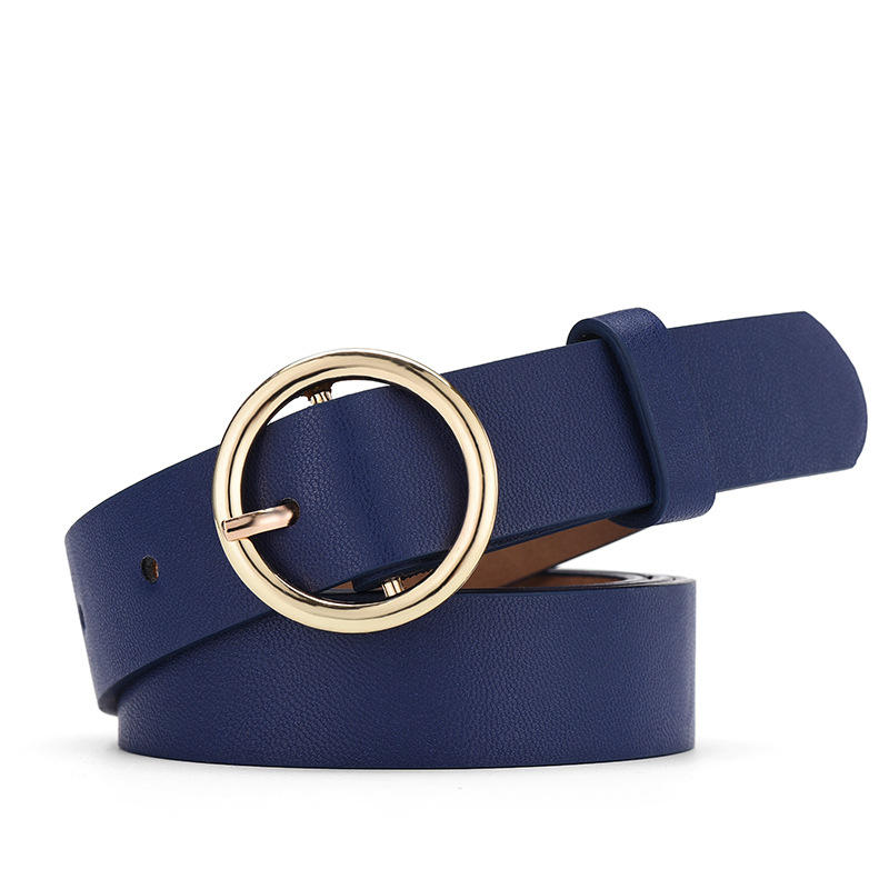 WDD107 New Female Fashion Round Pin Buckle Leather Belts Women Casual Jeans  Waist Belts Ladies All Match Dress Leisure Belts