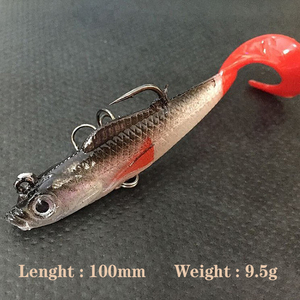 Señuelo de plástico blando con cabeza de plomo OEM 10cm 9.5g, cebo montado con anzuelo de pesca - Product Image 4