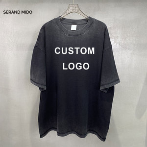 Camiseta de manga corta lavada con tinte de corbata, ropa de calle de gama alta, camisetas de marca, Retro Camiseta de algodón, venta al por mayor - Product Image 3