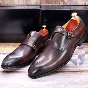 รองเท้าหนังสีดำแบบทางการสำหรับผู้ชาย รองเท้าลำลองผู้ชายแบบผูกเชือกสไตล์มอนก์ รองเท้าแฟชั่นสำหรับงานปาร์ตี้ - Product Image 6