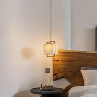 Lustre LED Dimmable en Marbre Cuivré Lumineux, Alabâtre Naturel et Gypse pour Salon et Chambre de Villa de Luxe Moderne