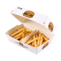 Boîte à lunch jetable biodégradable personnalisée pour restaurant, avec gaufrage, pour hamburgers et frites éco-responsables