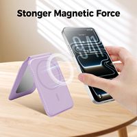 Dompet Ponsel Magnetik Dengan Cermin Rias Dompet Kulit Mag Safe Tempat Kartu untuk iPhone 18 17 16 15 14 13 dengan Penyangga yang Dapat Disesuaikan