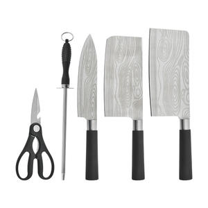 Premium Stainless Steel <b>Knife</b> <b>Set</b> 5 Piece With Cleaver Meat Cutter Kitchen <b>Knife</b> Sharpening Rod And Scissors For Home Cooking - Product Image 2