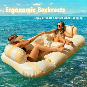PVC Inflatable <b>Pool</b> Float with Mesh Center 200*120 CM Yellow Color for 2 Person <b>Pool</b> Lounger Tanning <b>Pool</b> for Lake Floating - Product Image 5
