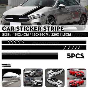 สติกเกอร์ติดรถยนต์ลายเส้นรถแข่ง 5 ชิ้น ชุดสติกเกอร์ตกแต่งฝากระโปรง ประตูข้าง กระจกมองหลัง อุปกรณ์ตกแต่งรถแข่ง - Product Image 1