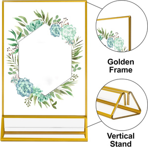 Modern Restaurant Bar Acrylic Gold Clear Frame Sign Holder Picture Frame Stand <b>Table</b> Menus Recipe <b>Cards</b> Eco-friendly Anti-slip - Product Image 3