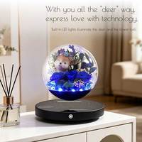Rose éternelle préservée à l'élevage magnétique avec éclairage LED, cadeau de festival, décoration intérieure personnalisée en gros