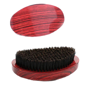 JDK Private Label Brosse à barbe à finition grain de bois <span class=keywords><strong>rouge</strong></span> Poils de sanglier doux et moyens Palette de palmier Caractéristiques du coussin d'évent rond - Product Image 1