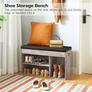<span class=keywords><strong>Banc</strong></span> de rangement pour chaussures en gros avec coussin, <span class=keywords><strong>Banc</strong></span> organisateur de chaussures avec coussin d'assise, Étagère à chaussures avec coussin rembourré pour entrée - Product Image 4