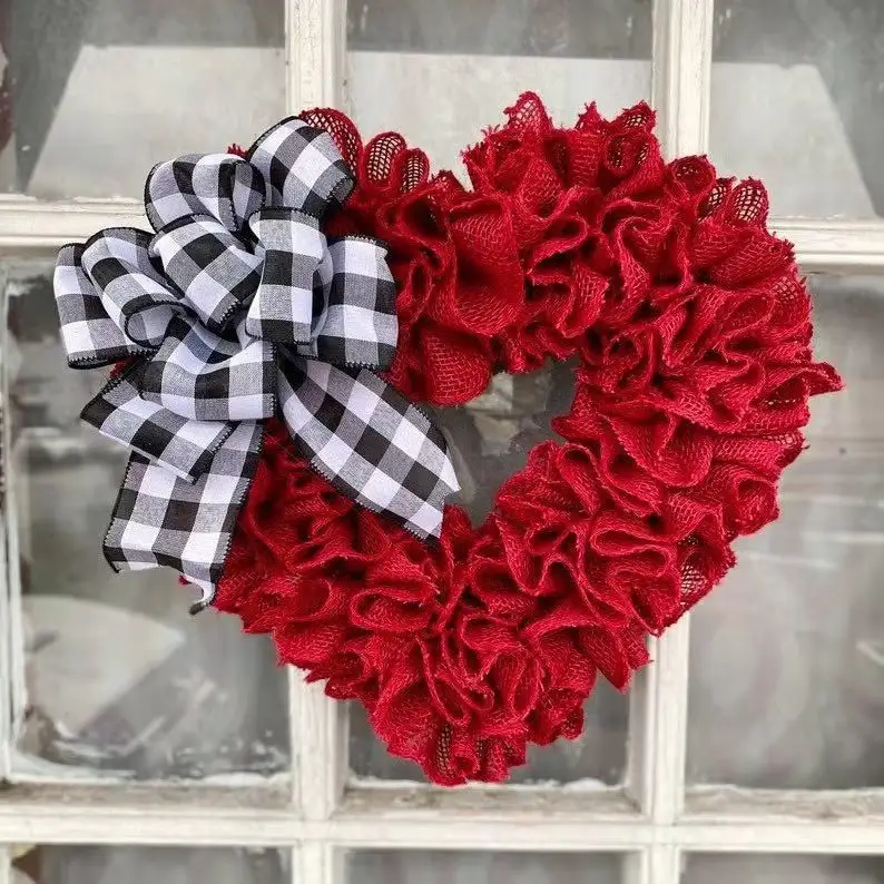 عيد الحب إكليل الحب الأكثر مبيعاً ديكور صناعي يدوي الصنع داخلي في الهواء الطلق متجر نافذة الزفاف