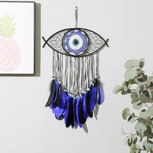 Vente chaude Moderne Décor À La Main <span class=keywords><strong>Demon</strong></span> Eye Dream Catcher Tenture Art Déco En Métal Art Décoration Murale avec Corde Format - Product Image 3