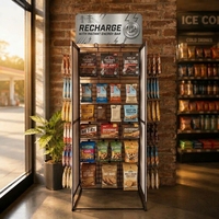 Présentoir pliable à grille légère et réglable pour viande séchée, bonbons et chips, idéal pour les sections de snacks et confiseries