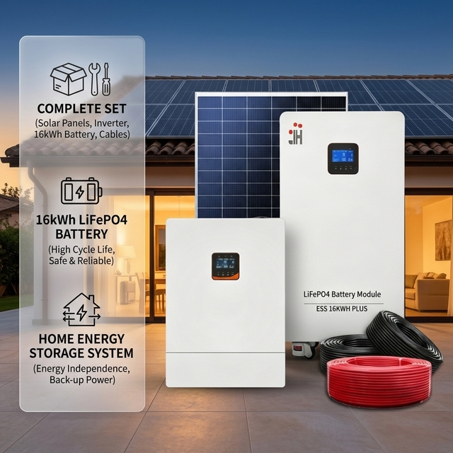 All in One Residential Energy Storage System 16kWh LiFePO4 Battery Complete Solar Panel System Kit