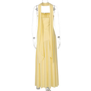 ชุดแมกซี่เดรสเกาะอกสำหรับผู้หญิง4สี S-L ลำลองสำหรับใส่ไปงานเลี้ยงตอนเย็นหรืองานพรอม - Product Image 4