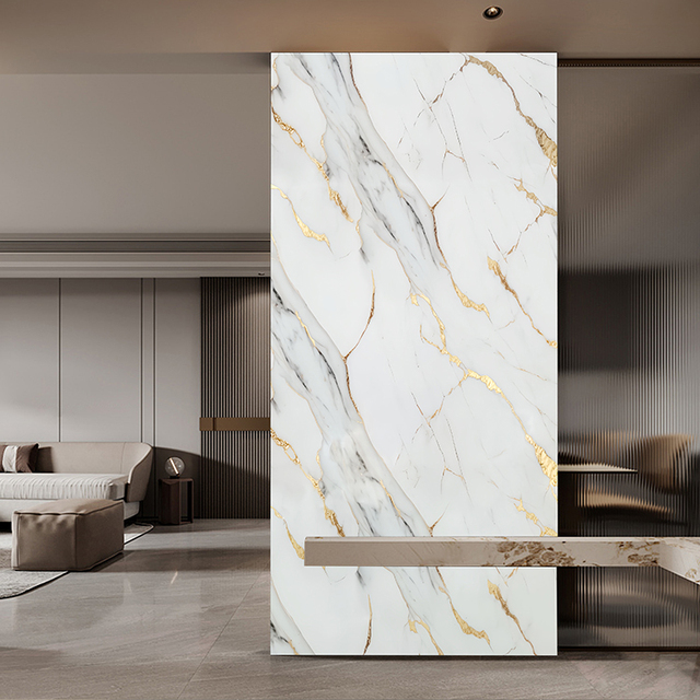 Factory price 4x8  High Glossy Pvc Marble Sheet UV marble panel for TV Background Wall Panel decoration