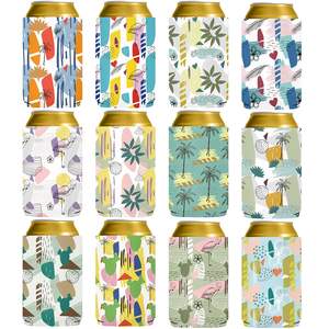Fundas de Neopreno para Latas, Aislantes, con Diseños Tropicales, para Cerveza, Ideales para Fiestas de Verano y Vacaciones - Product Image 1