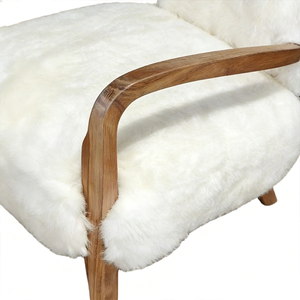 <span class=keywords><strong>Fauteuil</strong></span> d'appoint moderne <span class=keywords><strong>en</strong></span> <span class=keywords><strong>peau</strong></span> <span class=keywords><strong>de</strong></span> <span class=keywords><strong>mouton</strong></span> avec ottoman, structure <span class=keywords><strong>en</strong></span> bois massif, chaise longue <span class=keywords><strong>en</strong></span> laine pour salon et chambre à coucher - Product Image 4