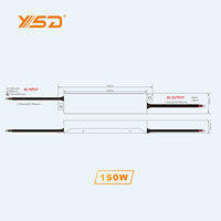 Alimentation électrique pour LED YSD Slim Narrow MiNi, 24 Vcc, 12 Vcc, 150 W, pour bandeaux lumineux, étanche IP67
