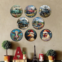 Vente en gros de plaques métalliques rondes personnalisées de 30cm Planches Voiture Bière Poulet Chien Animal Plaque en fer blanc Bar Maison Publicité Décoration murale