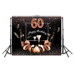 Pafu 60-й день рождения украшения для вечеринки черный и золотой знак фон баннер