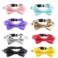 Colliers élégants pour chats en PU solide avec nœud papillon et clochette, boucle réglable, pour petits chats, toutes saisons, style tendance