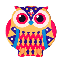 Sous-plat en céramique motif hibou coloré, résistant à la chaleur, antidérapant, écologique, avec trou, 16x16cm, 8mm d'épaisseur, pour la décoration de la maison et de la cuisine