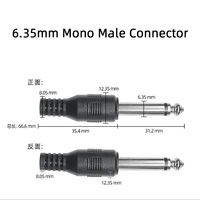 En stock, câble audio pour guitare en PVC noir industriel, basse tension, 6,35 mm mono TS 1/4 pouce, jack mâle vers femelle
