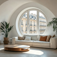 Ventanas Fijas Circulares de Aluminio para Exteriores con Persianas Enrollables Horizontales de Acero Inoxidable Resistentes al Viento para Fachada de Villa