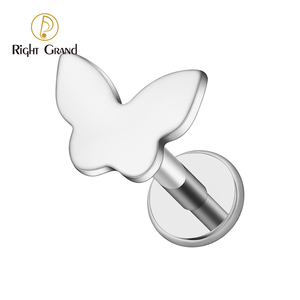 Droite Grand ASTM F136 Titane 16G Belle Minimaliste Allmatch Papillon Labret Boucle D'oreille Helix Tragus Stud Lip <span class=keywords><strong>Piercing</strong></span> Bijoux - Product Image 3