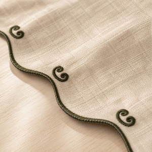 Serviettes en lin pur de luxe à point de croix français avec bord brodé pour hôtels, festivals, banquets, vente en gros - Product Image 2