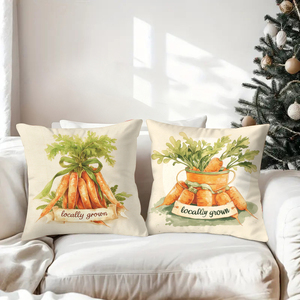 Coussins décoratifs sur le thème des carottes avec inscription « locally grown », décoration festive pour un canapé confortable - Product Image 3