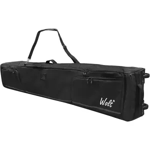 Rolling Ski Bag-Gepolsterter Snowboard Bag Carrier mit Rädern für Flugreisen, passend für doppelte Ski paare bis 175 oder 190 cm