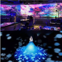 Projection holographique 3D à l'œil nu, projection immersive interactive pour restaurant, hôtel, jeu, mur, sol