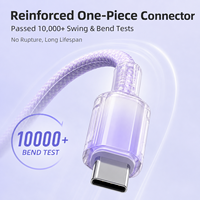 Câble USB C vers USB C multicolores 60W 3A, cordon de charge en nylon tressé effet cristal de glace pour accessoires mobiles, vente en gros