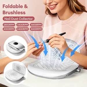 Collecteur de poussière d'ongles pliable 90. Extracteur de poussière pour ongles double face à double ventilateur sans balais pour salon de manucure et usage personnel - Product Image 2