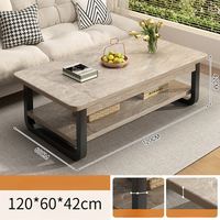 Table basse gigogne moderne haut de gamme, multifonctionnelle, en bois, design rectangulaire, double niveau de rangement, extensible