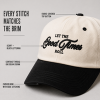 Casquette de baseball brodée, couronne crème, visière contrastante, design avec lettrage, logo personnalisé, homme femme
