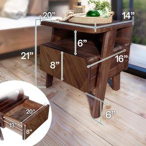 <span class=keywords><strong>Table</strong></span> <span class=keywords><strong>de</strong></span> <span class=keywords><strong>chevet</strong></span> en chêne, style Art déco du milieu du siècle, avec tiroir et étagère ouverte, <span class=keywords><strong>table</strong></span> d'appoint artisanale à grain <span class=keywords><strong>de</strong></span> bois apparent - Product Image 3