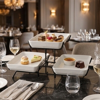 Présentoir à gâteaux 3 niveaux en céramique pour hôtels, restaurants et événements, avec support amovible pour gâteaux, snacks et desserts, gain de place