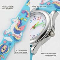 Montre à quartz pour enfants en 3D, dessin animé, bracelet en PVC imperméable, boîtier en alliage, cadeau d'anniversaire pour filles et garçons, motifs mignons de licorne et de sirène, couleurs vives