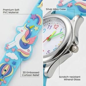 Montre à quartz pour enfants <span class=keywords><strong>en</strong></span> 3D, dessin animé, bracelet <span class=keywords><strong>en</strong></span> PVC imperméable, boîtier <span class=keywords><strong>en</strong></span> alliage, cadeau d'anniversaire pour filles et garçons, motifs mignons de licorne et de sirène, couleurs vives - Product Image 4