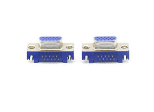 HDR 15P Female <b>D</b>-<b>Sub</b> <b>Connector</b> Right Angle Blue Plastic - Product Image 5