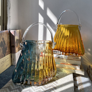 Sac à main de luxe léger panier vase en <span class=keywords><strong>verre</strong></span> transparent décoration de salon porte-monnaie <span class=keywords><strong>fleur</strong></span> Vases en <span class=keywords><strong>verre</strong></span> et cristal - Product Image 3