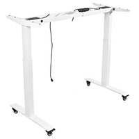 Bureau d'ordinateur électrique réglable en hauteur avec double moteur, certifié CE, mobile, pour position assise ou debout, avec roulettes
