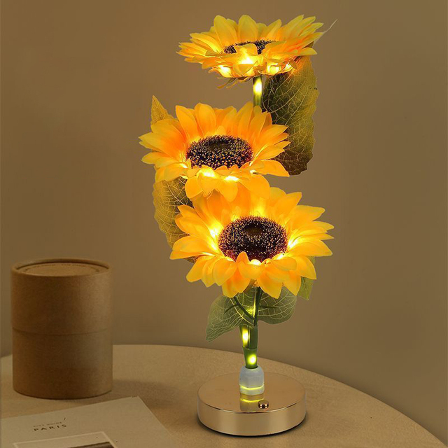 3 LED Night Light Rechargeable Sunflower Lights Interior Lighting Bedroom Bedside Desktop Decoration Table Lamp Night Lamps